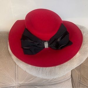 Lanvin Red Vintage Bow Hat
